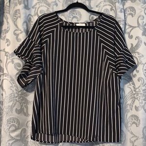 Umgee double ruffle stripe top